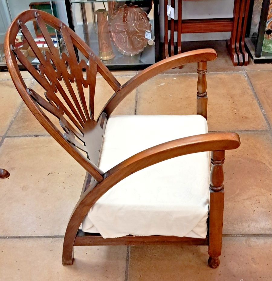 Vintage Art Deco Child's Wooden Sunburst Armchair As Found photo furniture