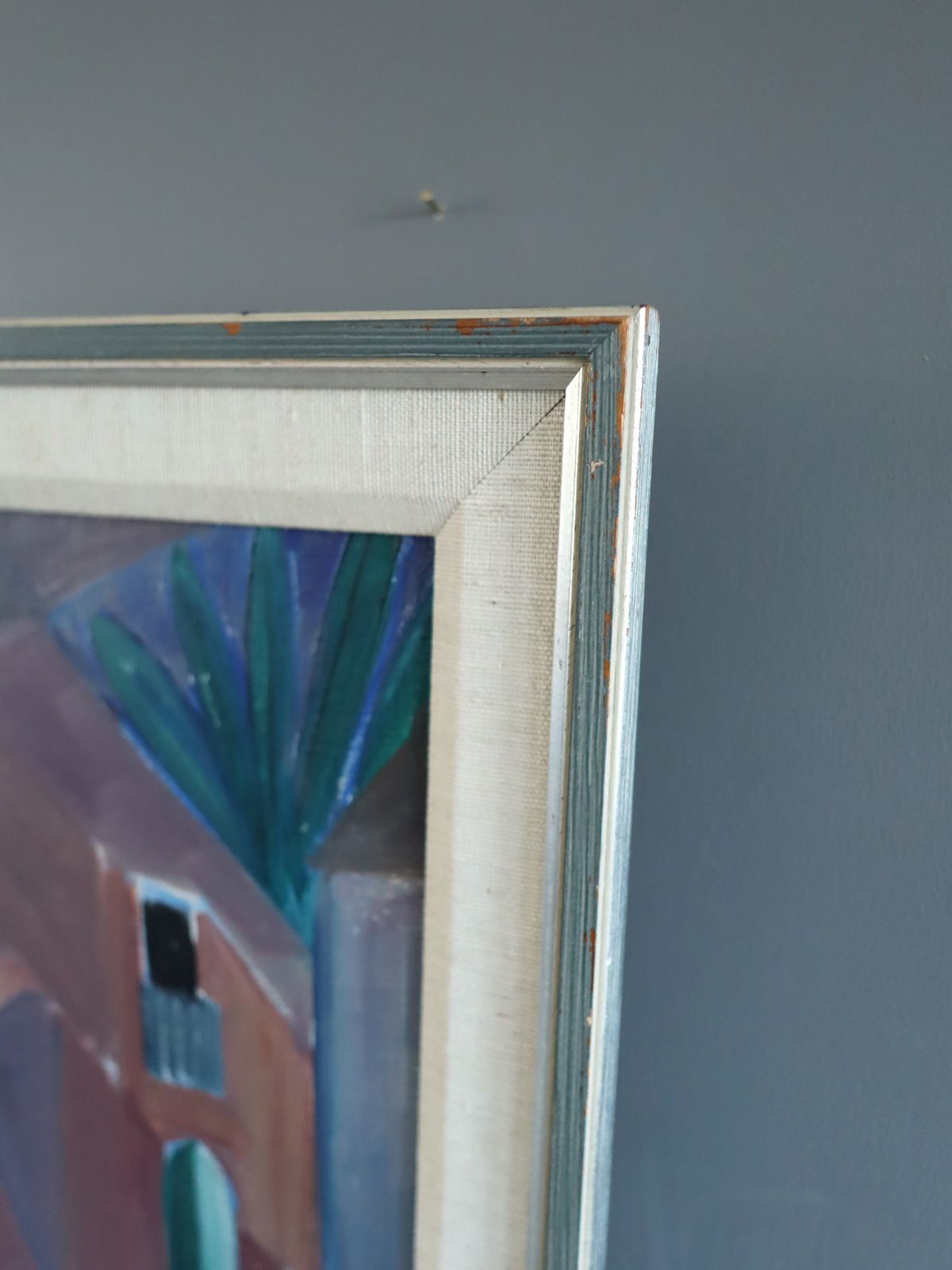 Cubist Street  Oil Painting, Mid 20th Century photo 649.0