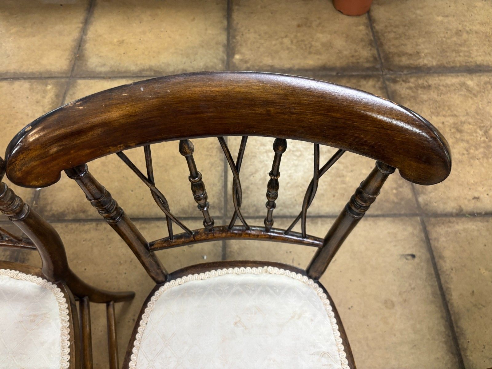 Pair Of Late 19th Century Mahogany Spindle Back Side Chairs photo Furniture