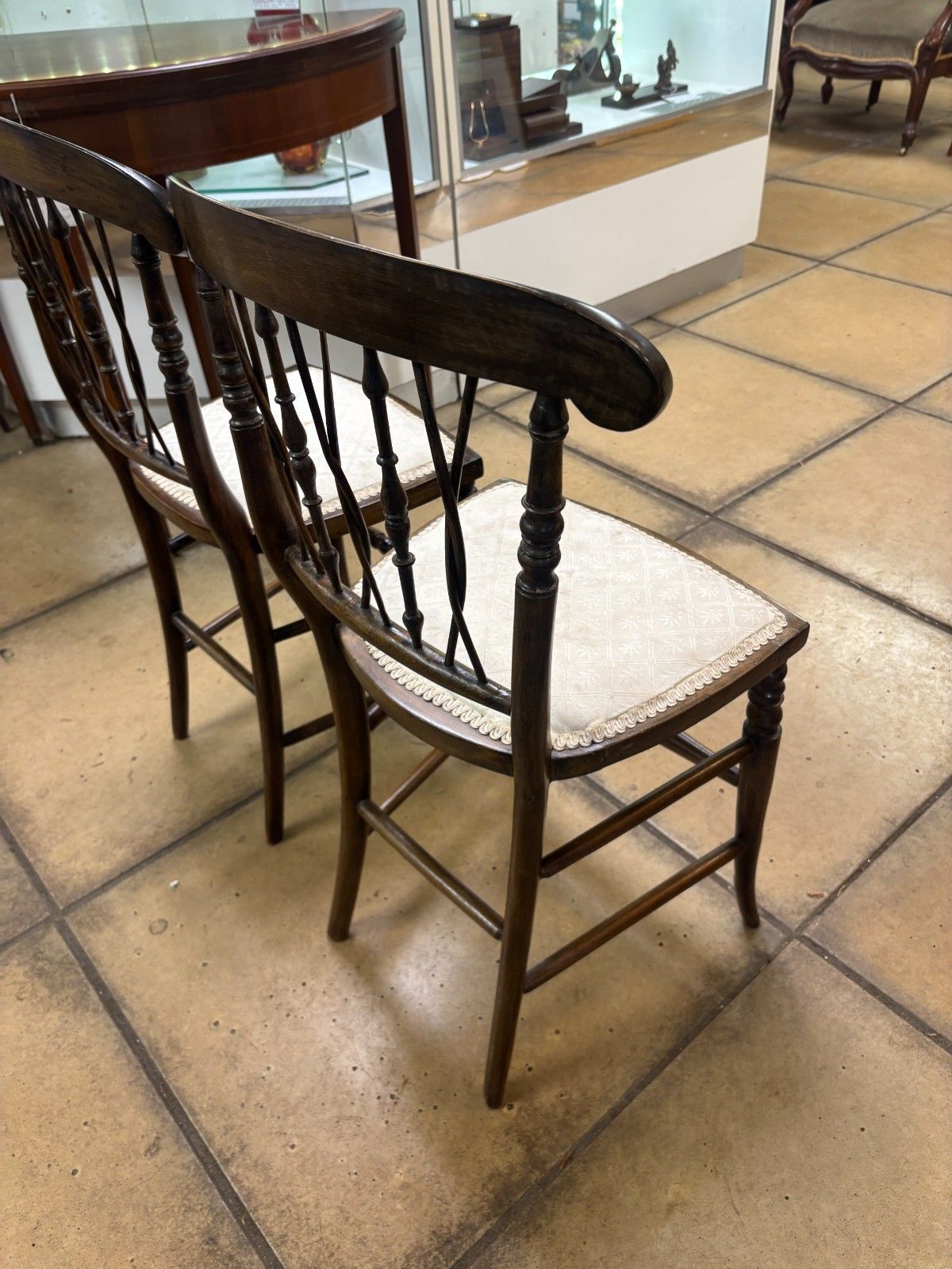 photo buy Pair Of Late 19th Century Mahogany Spindle Back Side Chairs