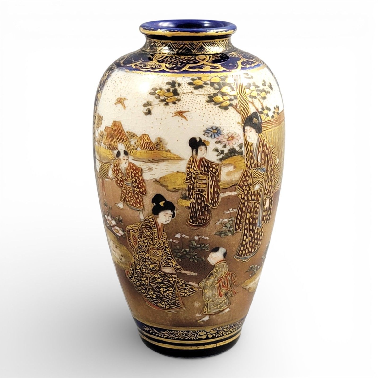 Antique Fine Porcelain Meiji Satsuma Vase, Kinkozan Circle, C.1890