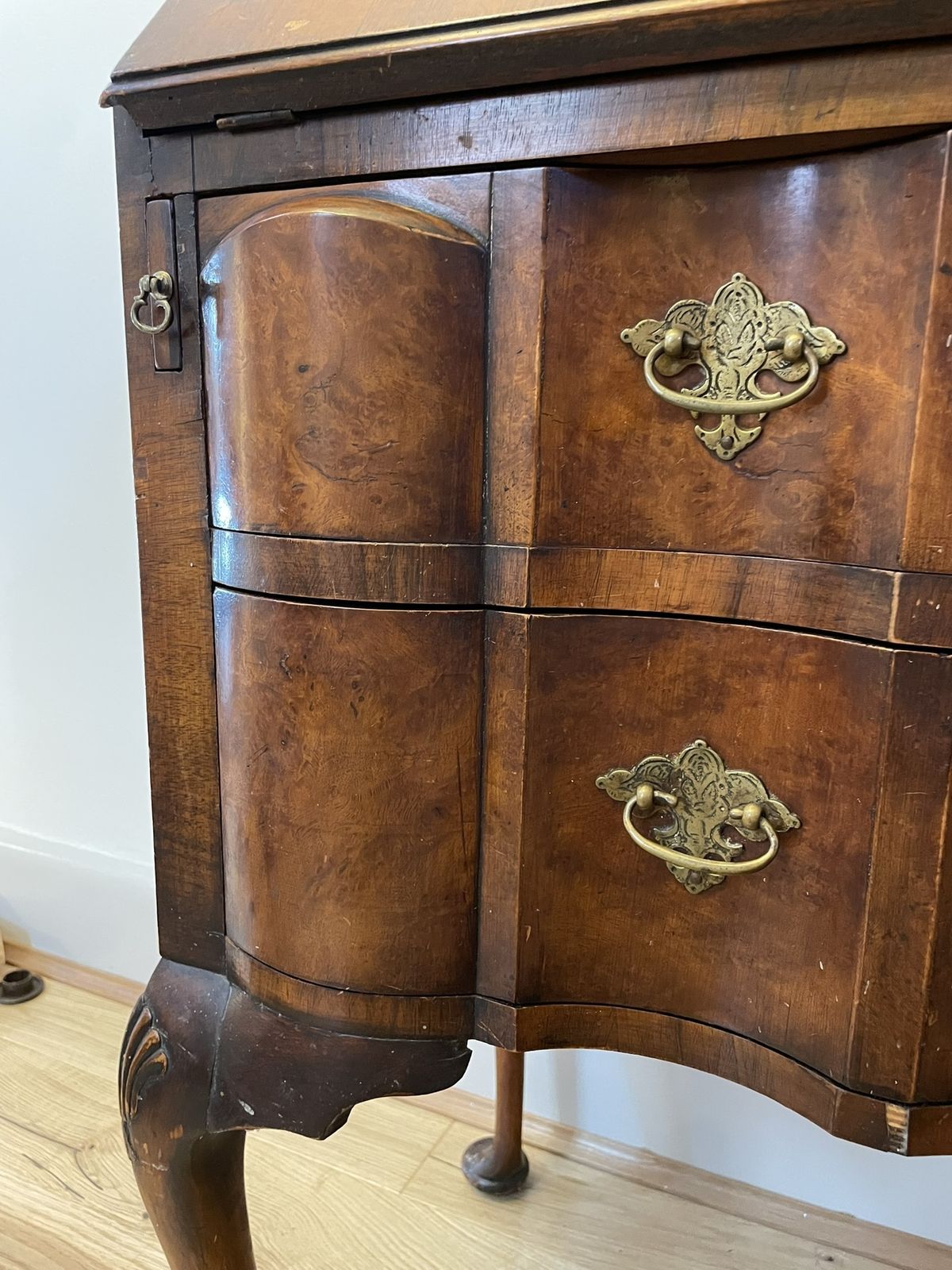photo for sale Walnut Queen Anne / George I Style Bureau Bookcase (1920s Reproduction)