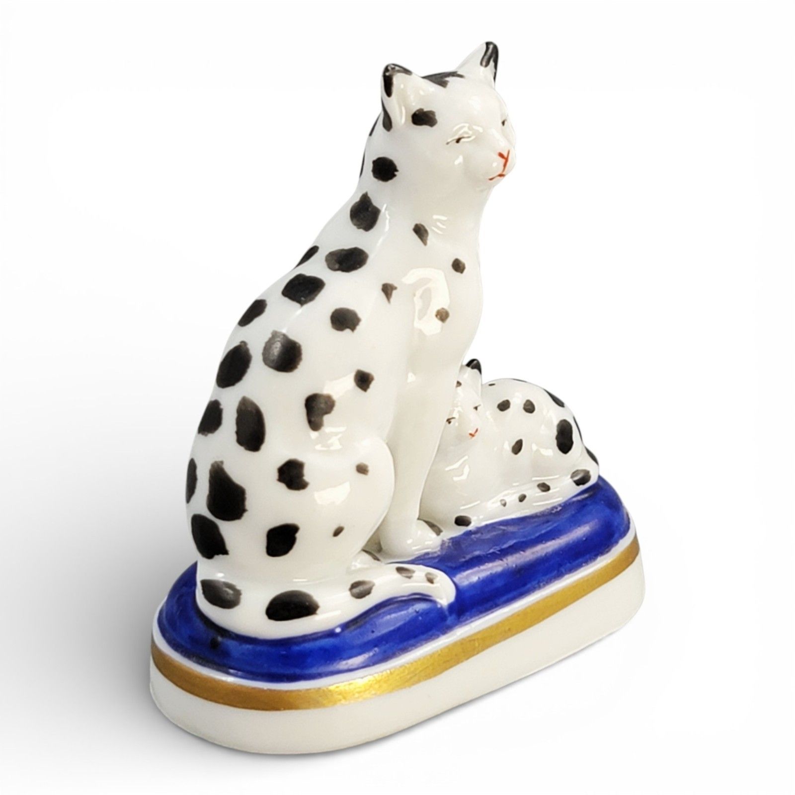 Rare Chelsea Porcelain Miniature Group, Seated Cat And Kitten, Late 18th Century photo vinterior