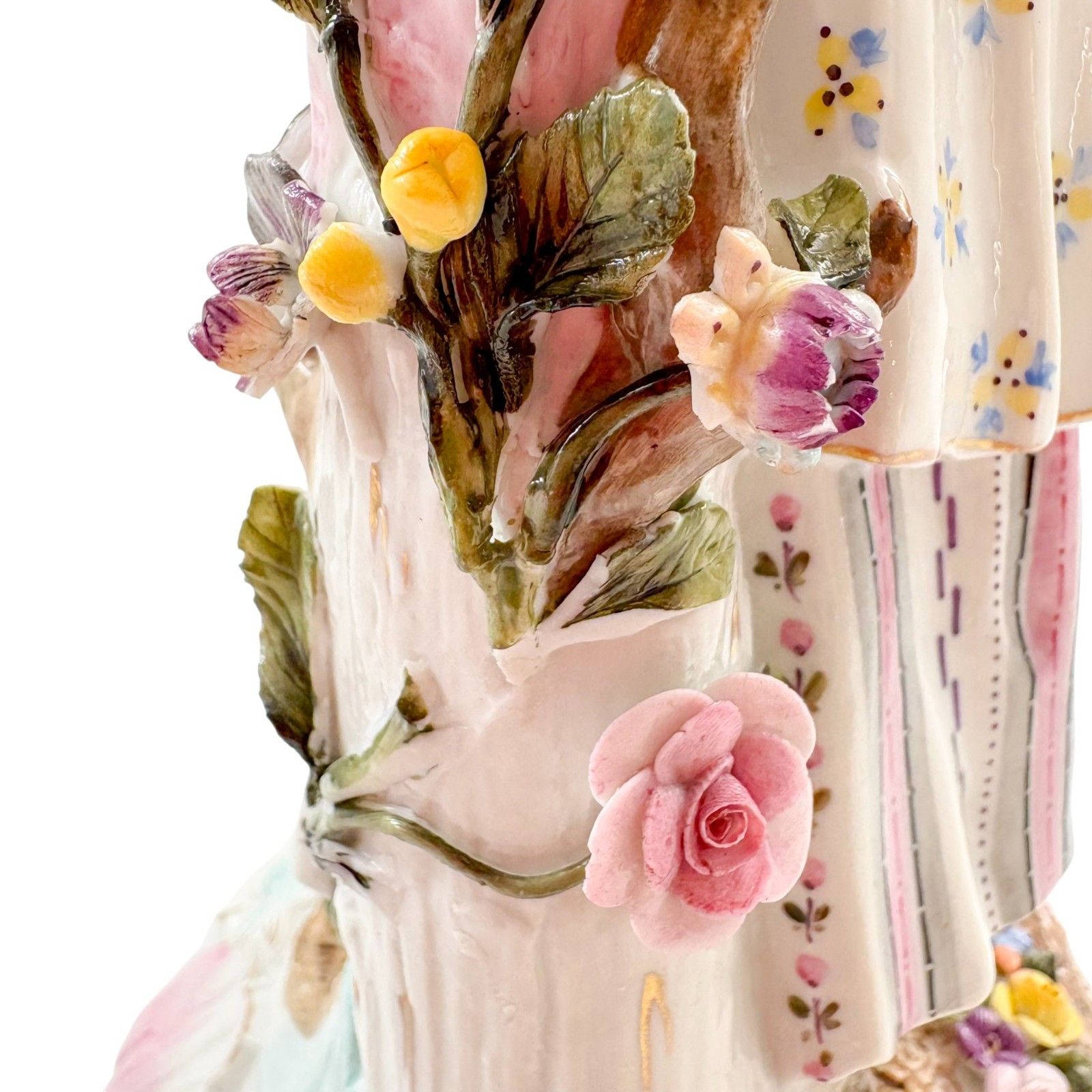 photo for sale Samson Antique Porcelain Rococo Peasant Woman Figurine Posy Holder