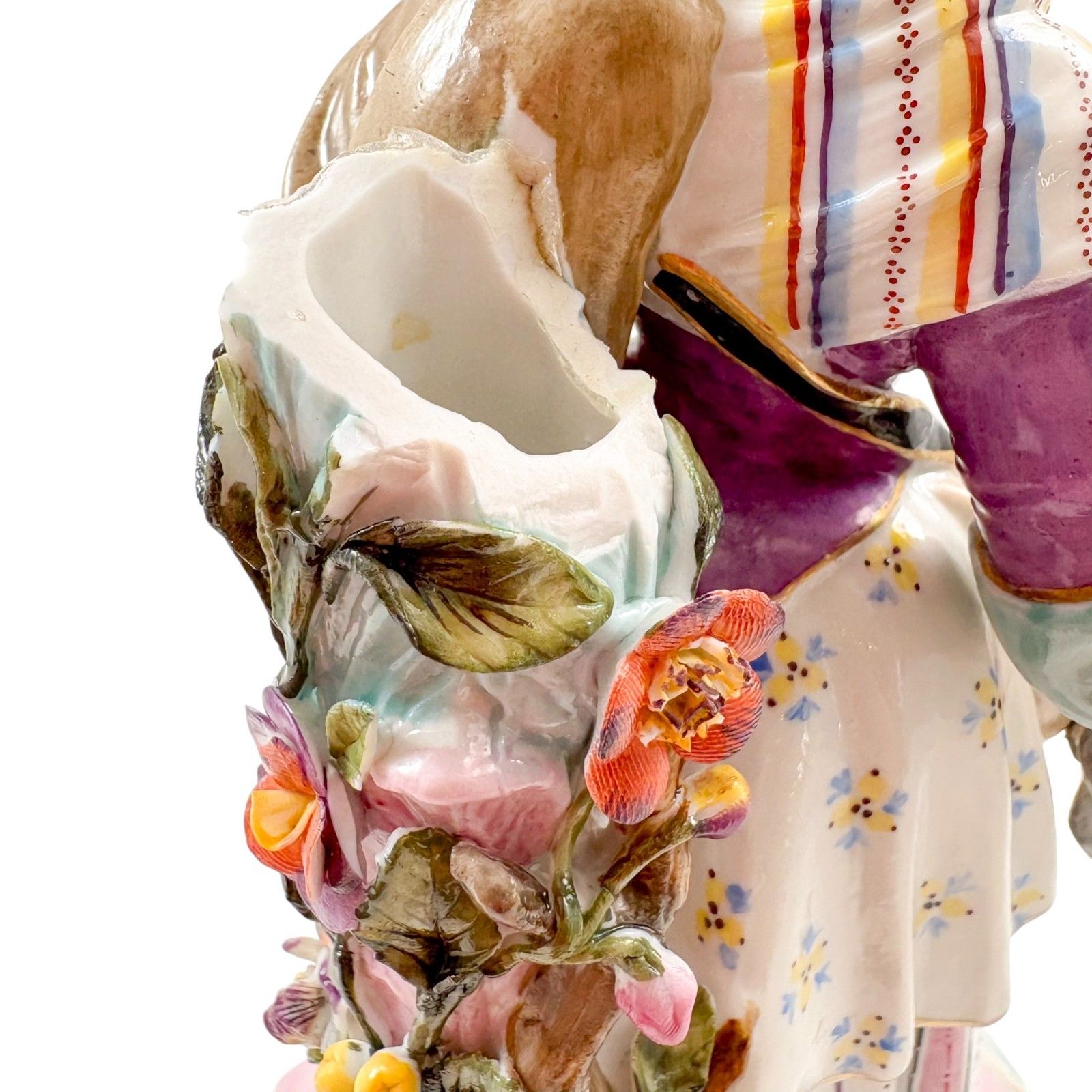 Home Decor Samson Antique Porcelain Rococo Peasant Woman Figurine Posy Holder photo