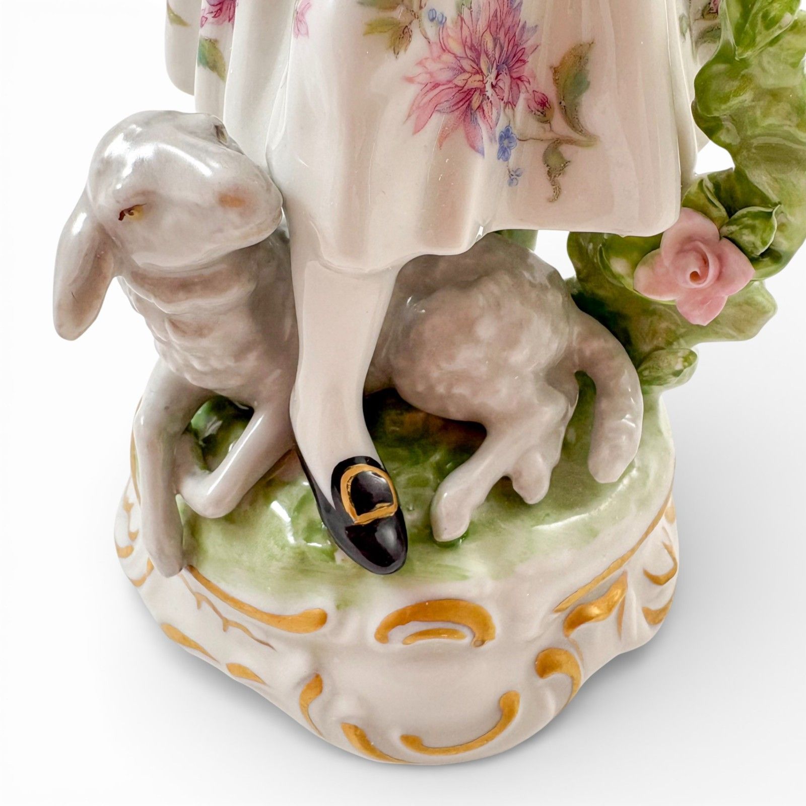 photo for sale Antique German Porcelain Shepherd & Shepherdess Figurines Pair Pastoral