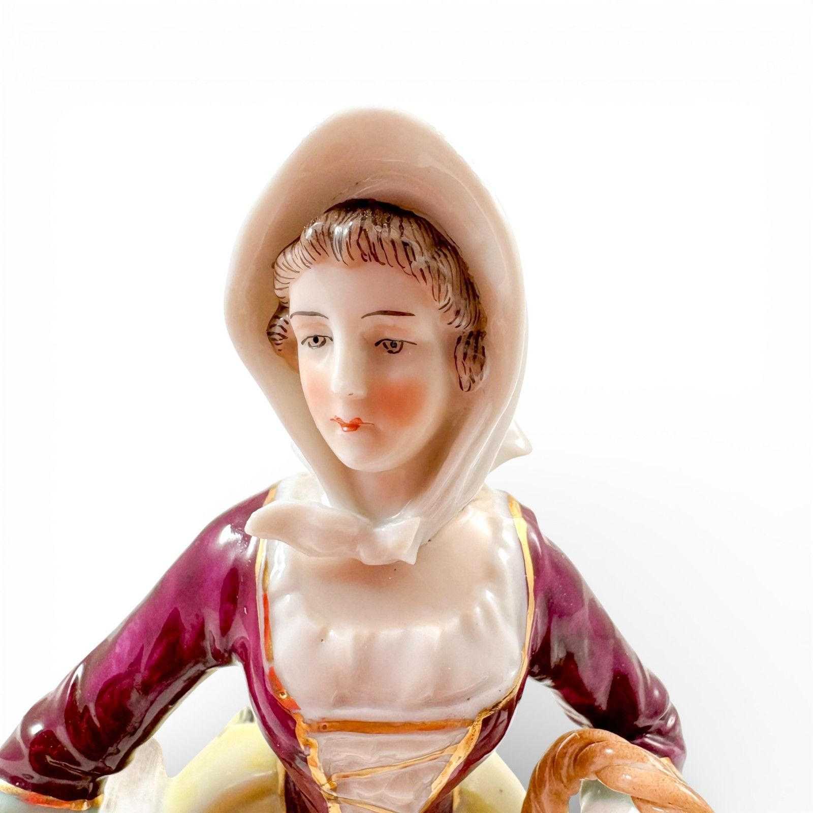 photo furniture German Porcelain Country Girl Figurine With Goose, Continental, Mid 20th Century