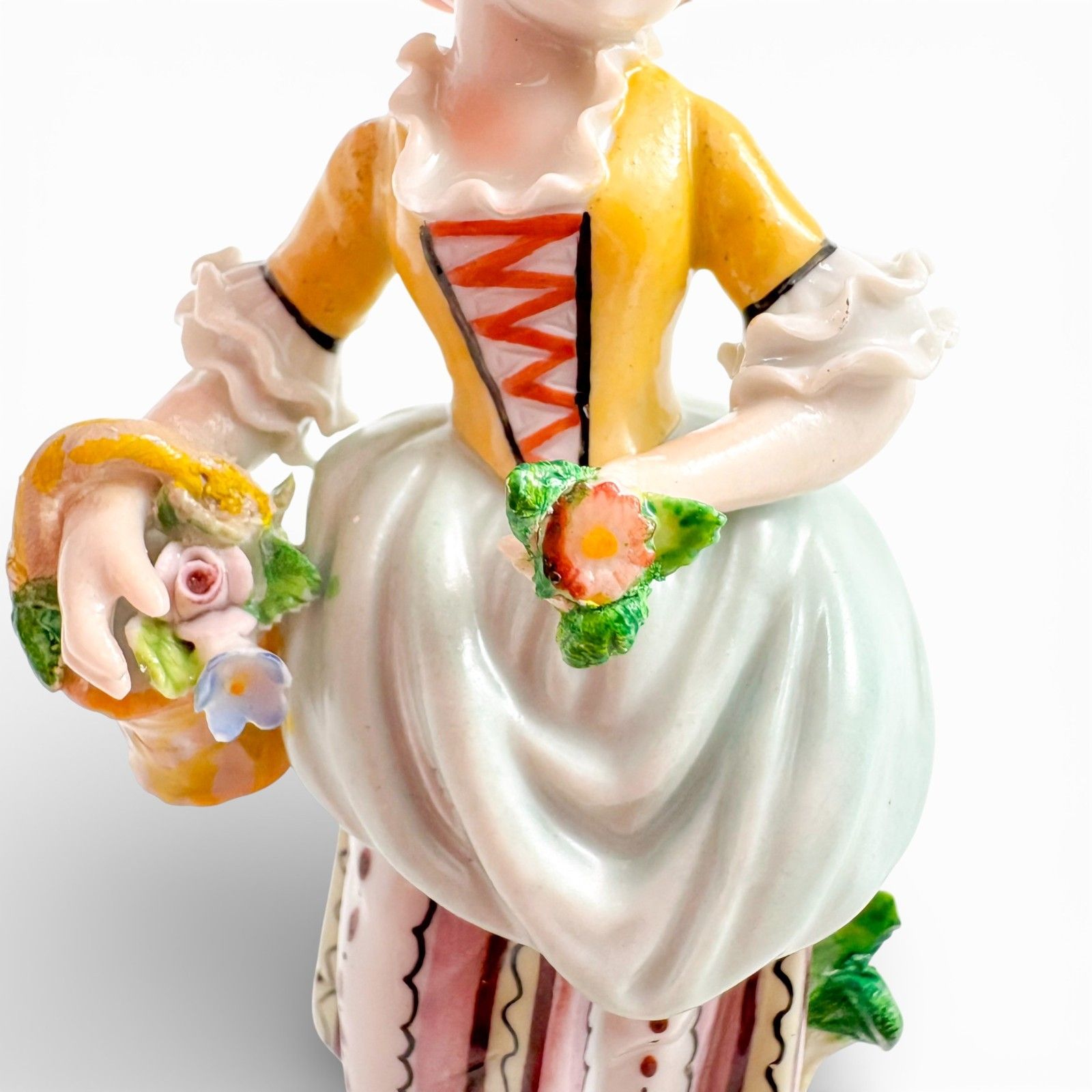 Home Decor Antique German Sitzendorf Porcelain Flower Girl Figurines Pair, Rococo, C.1910's photo