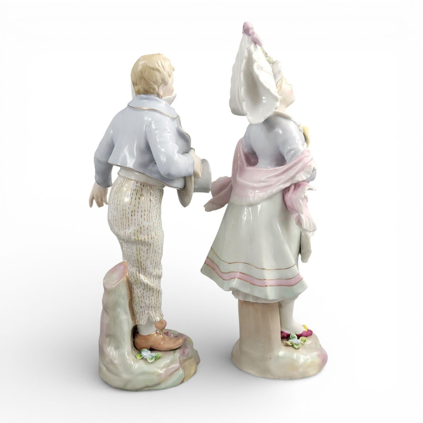 Antique Volkstedt Pair Of German Porcelain Figures, Late 19th Century photo 650.0