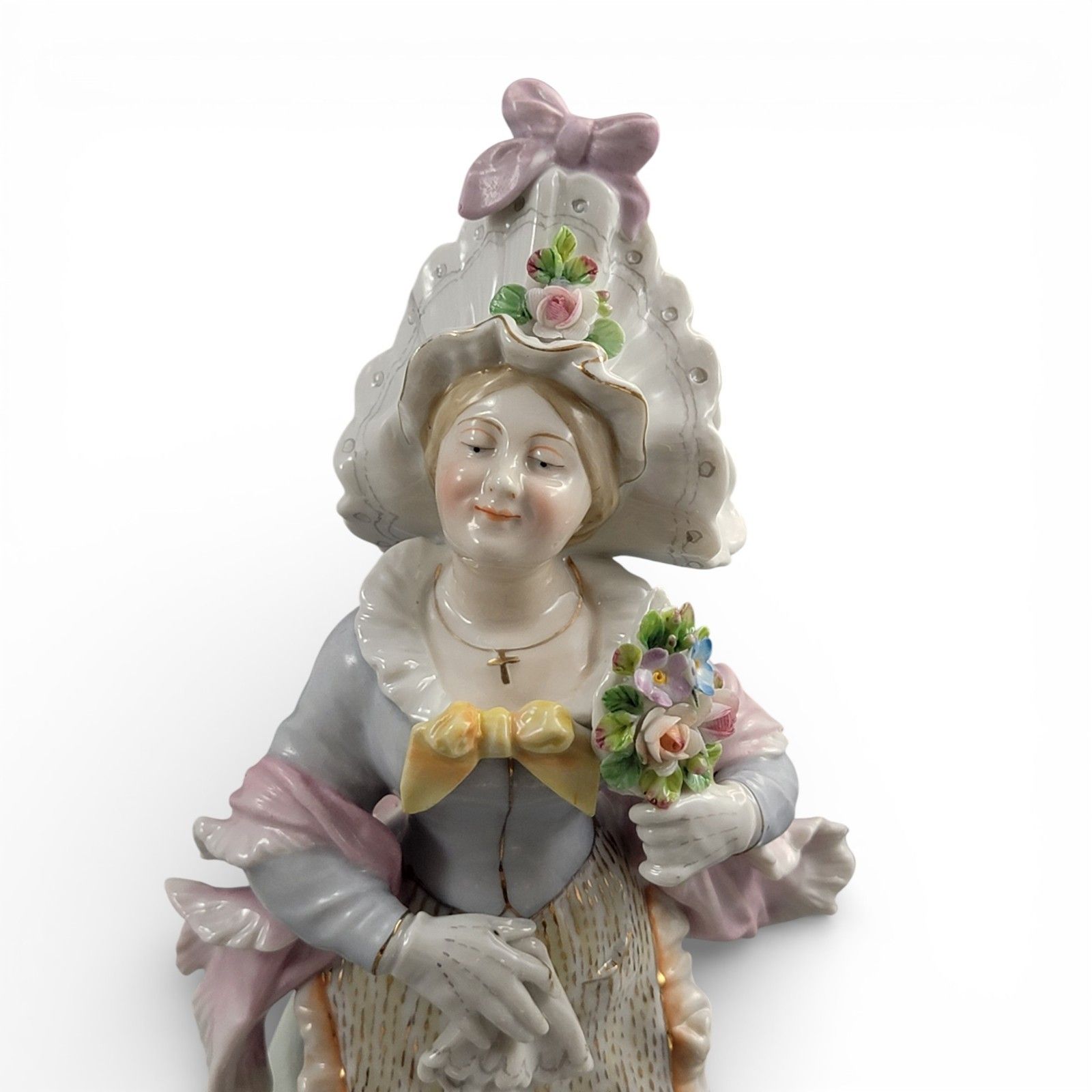 Antique Volkstedt Pair Of German Porcelain Figures, Late 19th Century photo vintage