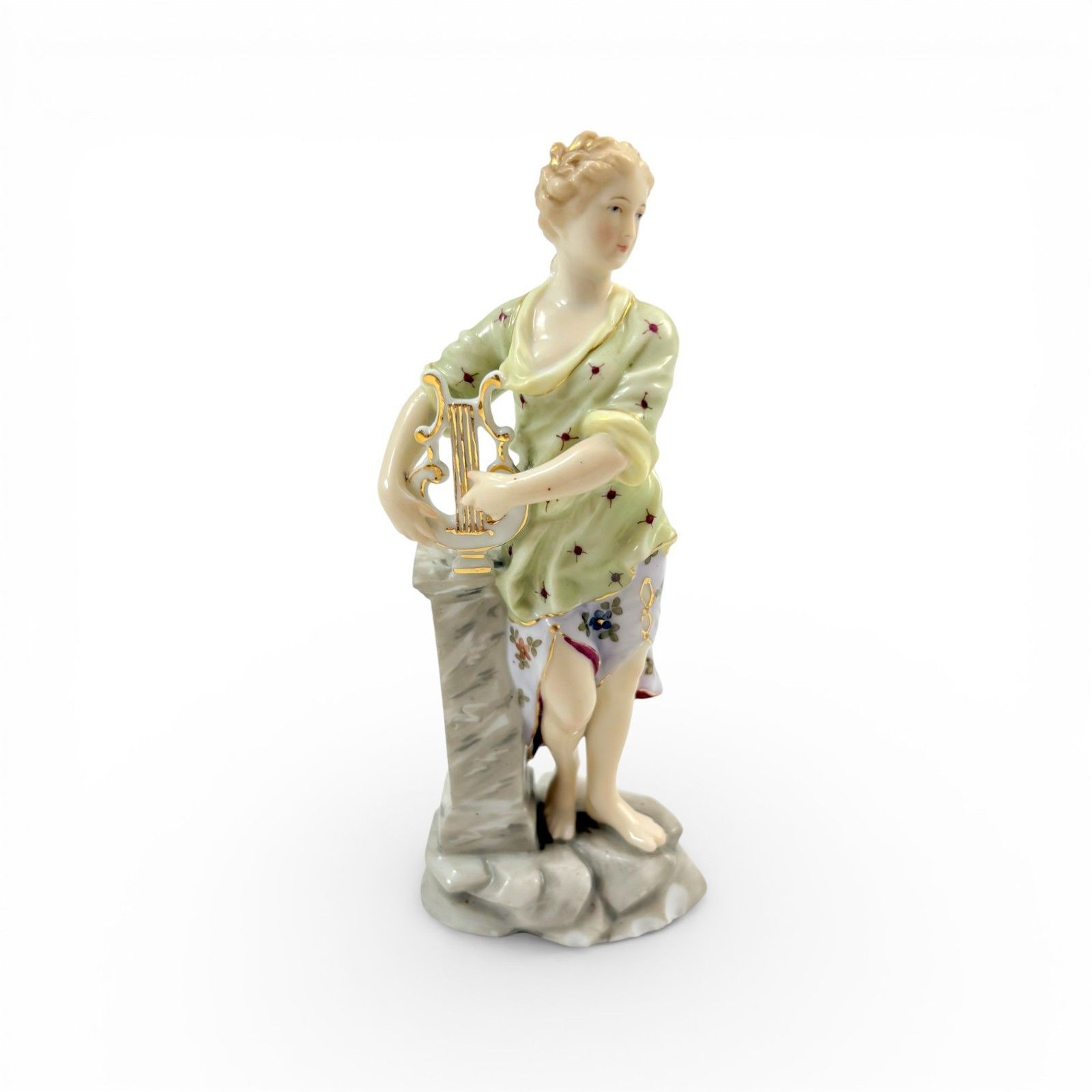 Late 19th Century Volkstedt Porcelain Muse Figurine Christian Nonne Lyre photo furniture