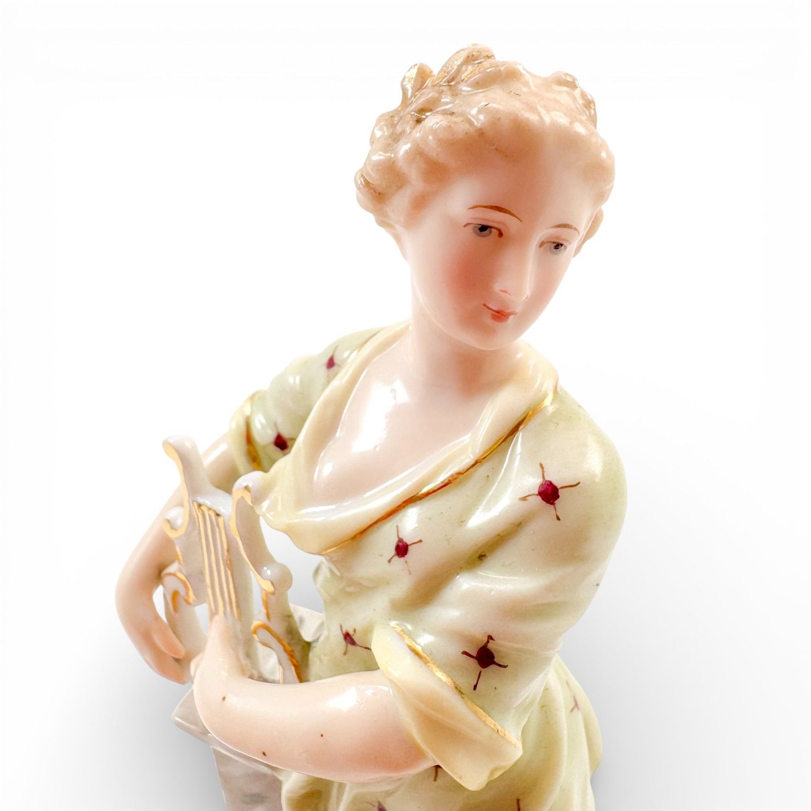 photo furniture Late 19th Century Volkstedt Porcelain Muse Figurine Christian Nonne Lyre