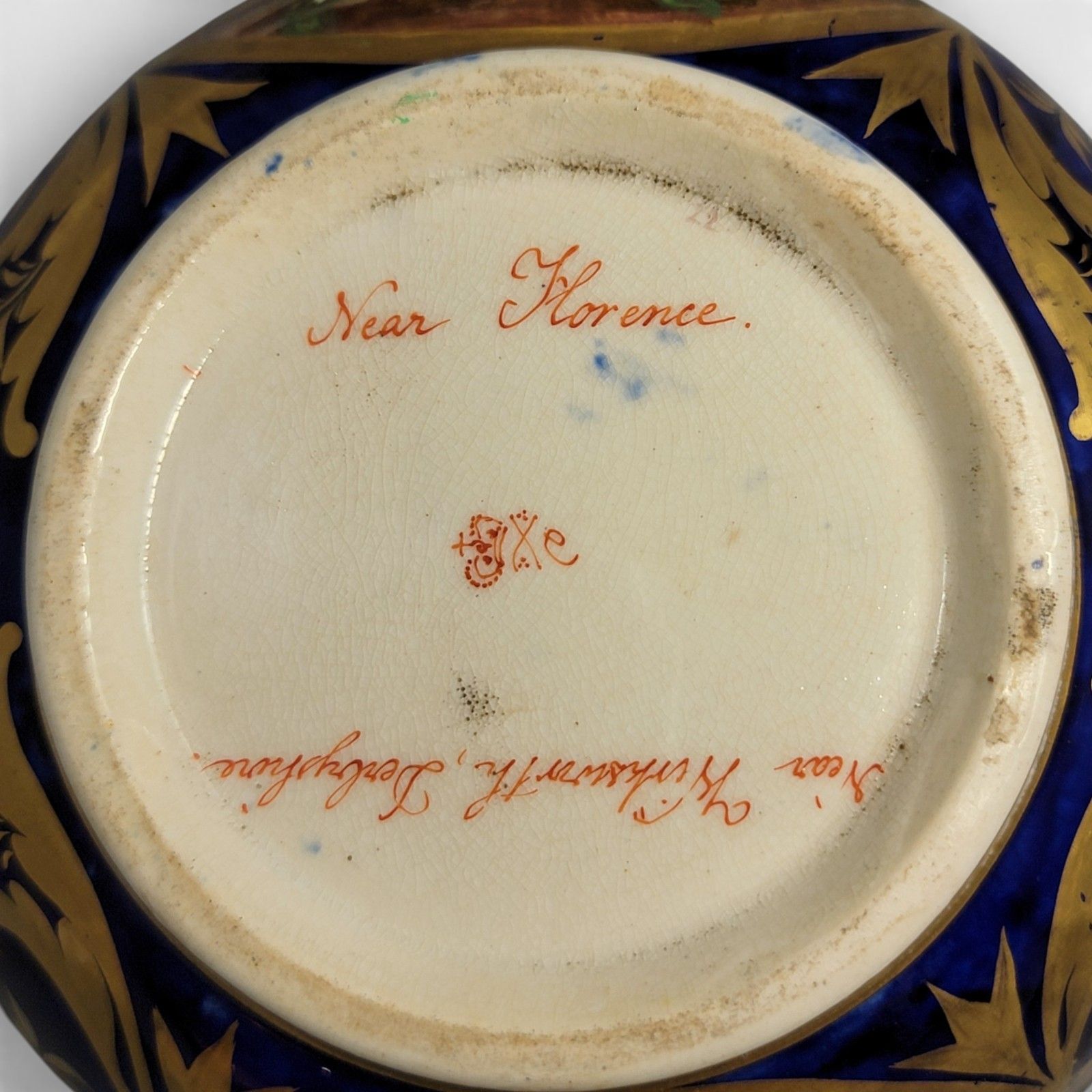 photo for sale Antique Georgian Derby Porcelain Cabinet Bowl With Titled Landscapes C.1795–1810