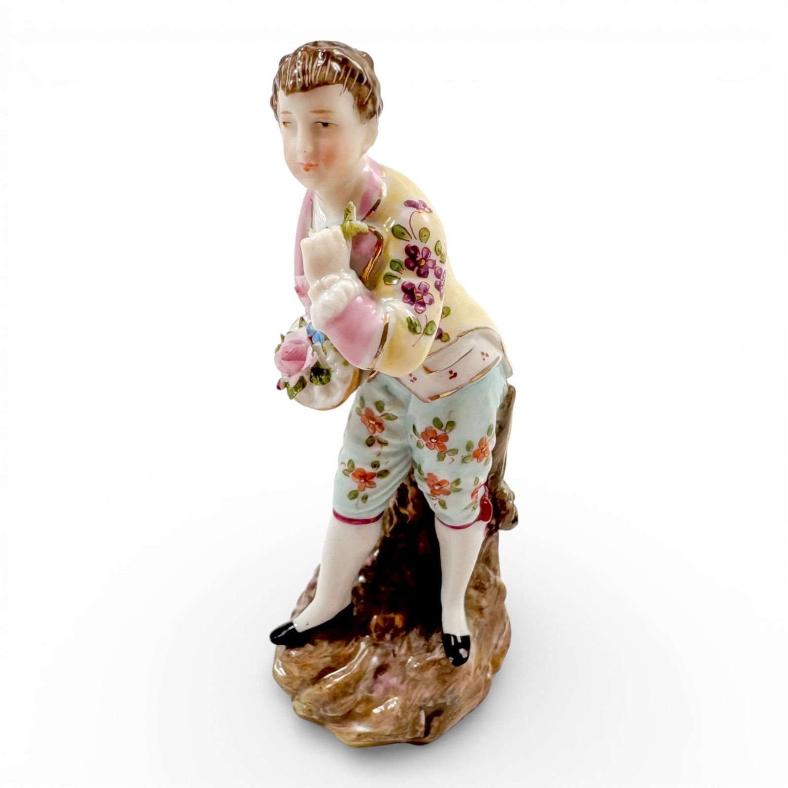 Antique German Porcelain Flower Seller Boy Girl Figurines, Triebner Ens Eckert photo vinterior