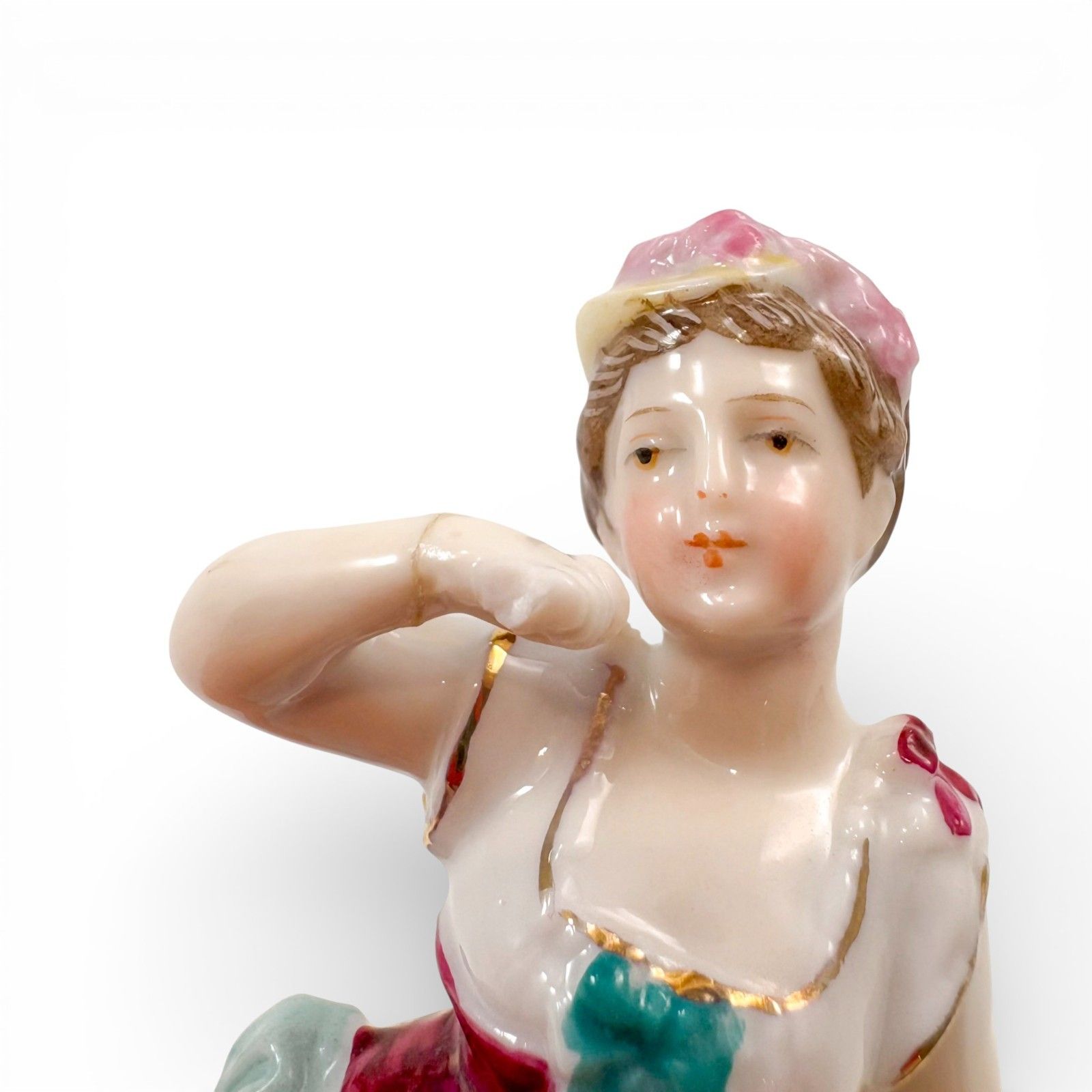 photo vintage Antique German Porcelain Flower Seller Boy Girl Figurines, Triebner Ens Eckert