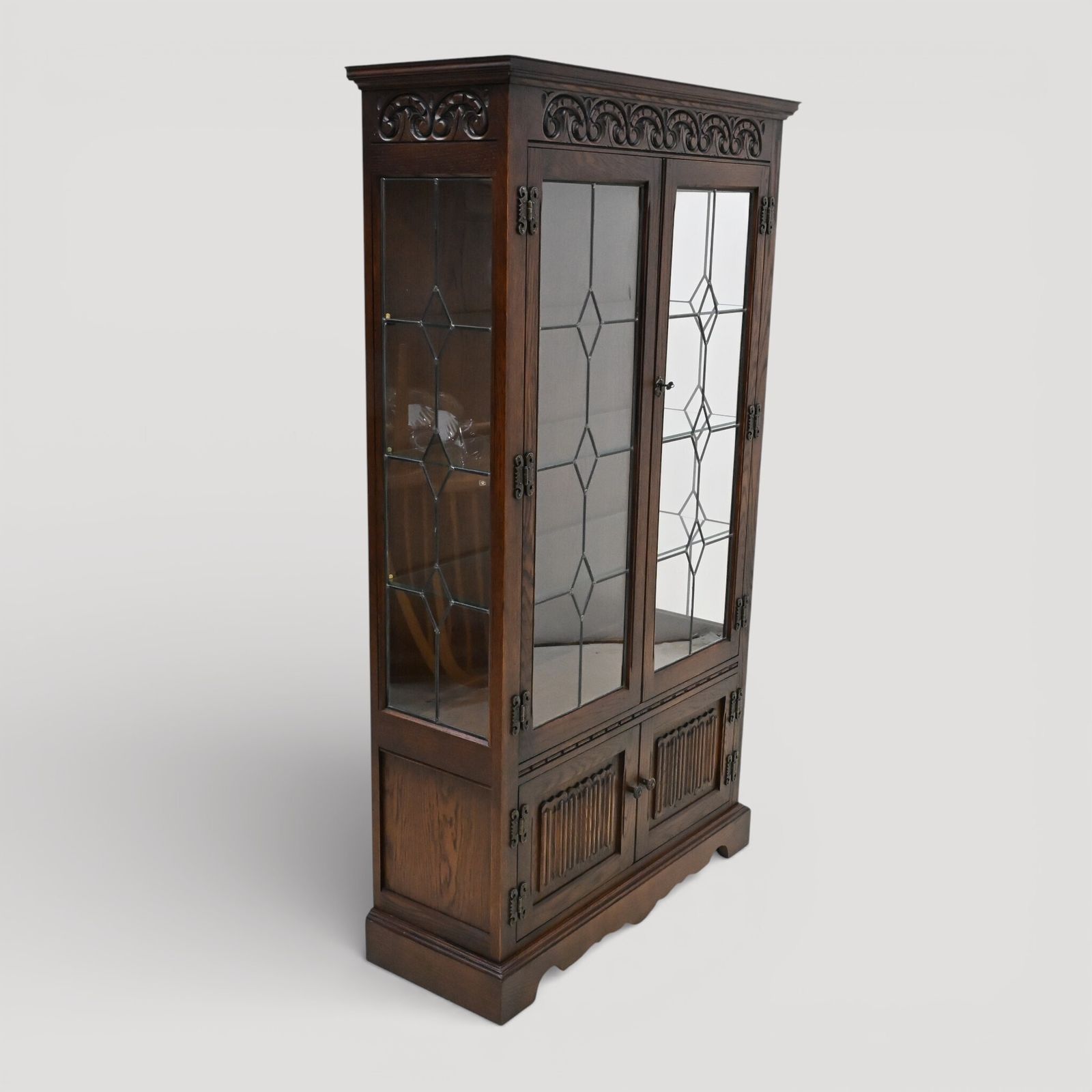 Old Charm Display Cabinet 3 Shelves Tudor Brown Free Uk Delivery* photo vinterior