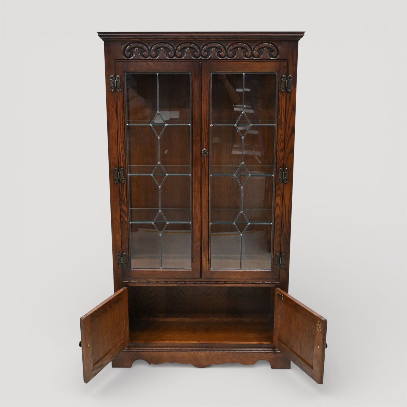 Old Charm Display Cabinet 3 Shelves Tudor Brown Free Uk Delivery* photo buy