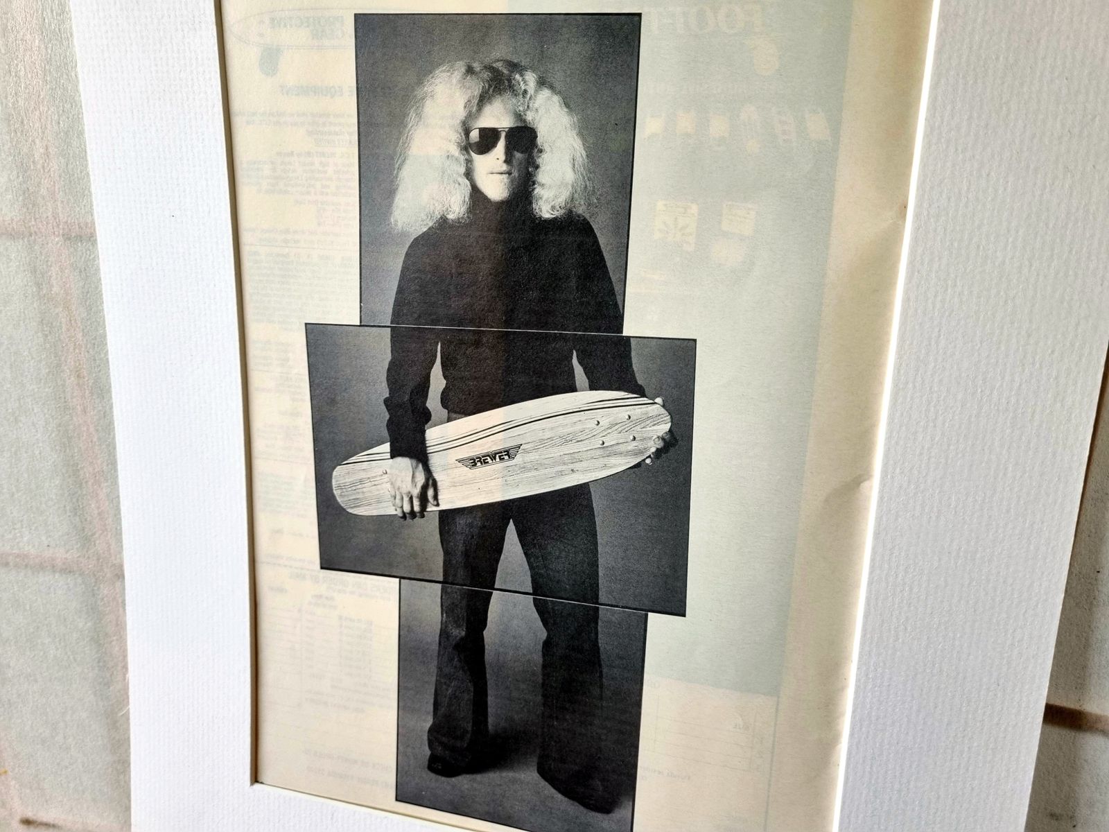Skateboard Wall Art Photo, Rodney Lee Jesse Portrait, 1970s Skate Culture Icon, Original Magazine Page, Black White Skate photo Art