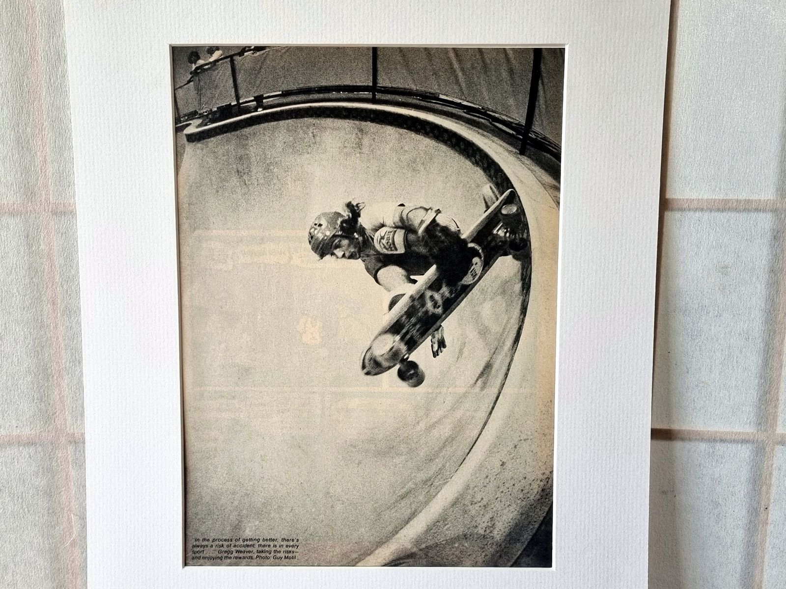 Skateboard Wall Art Photo, Gregg Weaver Action Portrait, 1970s San Diego Skate Scene, Original Magazine Page, Black White Skate photo furniture