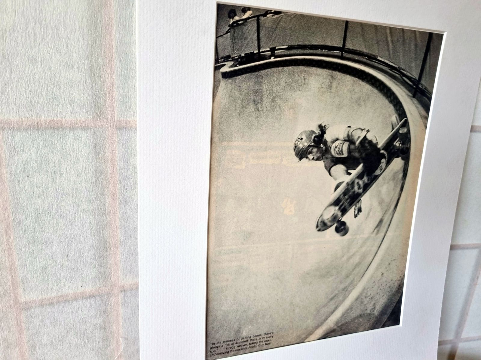 Skateboard Wall Art Photo, Gregg Weaver Action Portrait, 1970s San Diego Skate Scene, Original Magazine Page, Black White Skate photo Art
