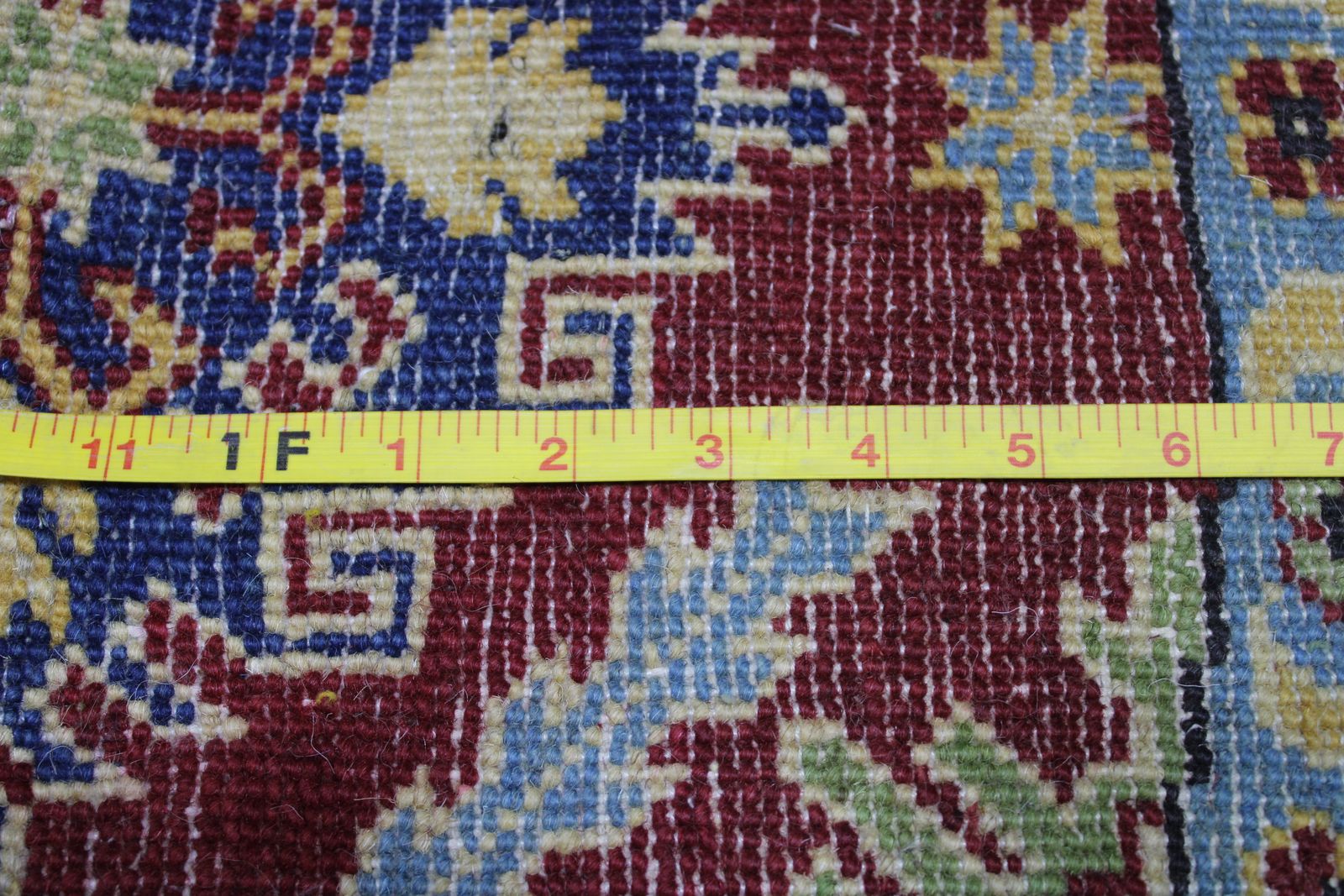 5x5 Red Kazak Caucasian Handmade Round Rug photo vintage