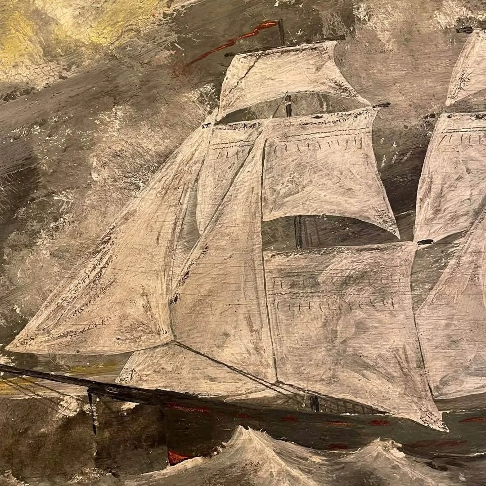 Cornish Folk Art Oil Painting Of Cutter. photo furniture