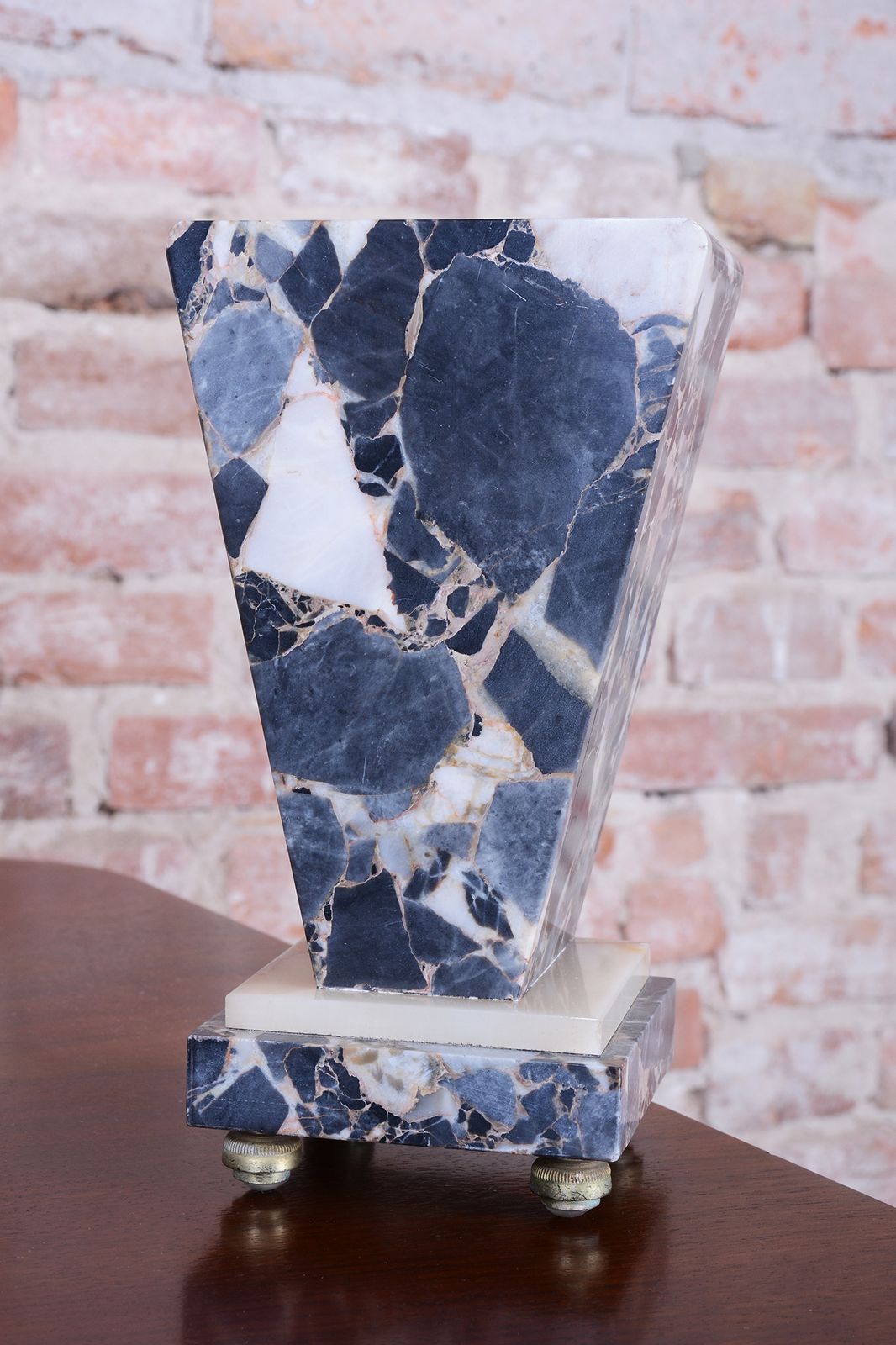 Restored Art Deco Clock, Marble, Bronze, Glass, France. 1920s photo vintage