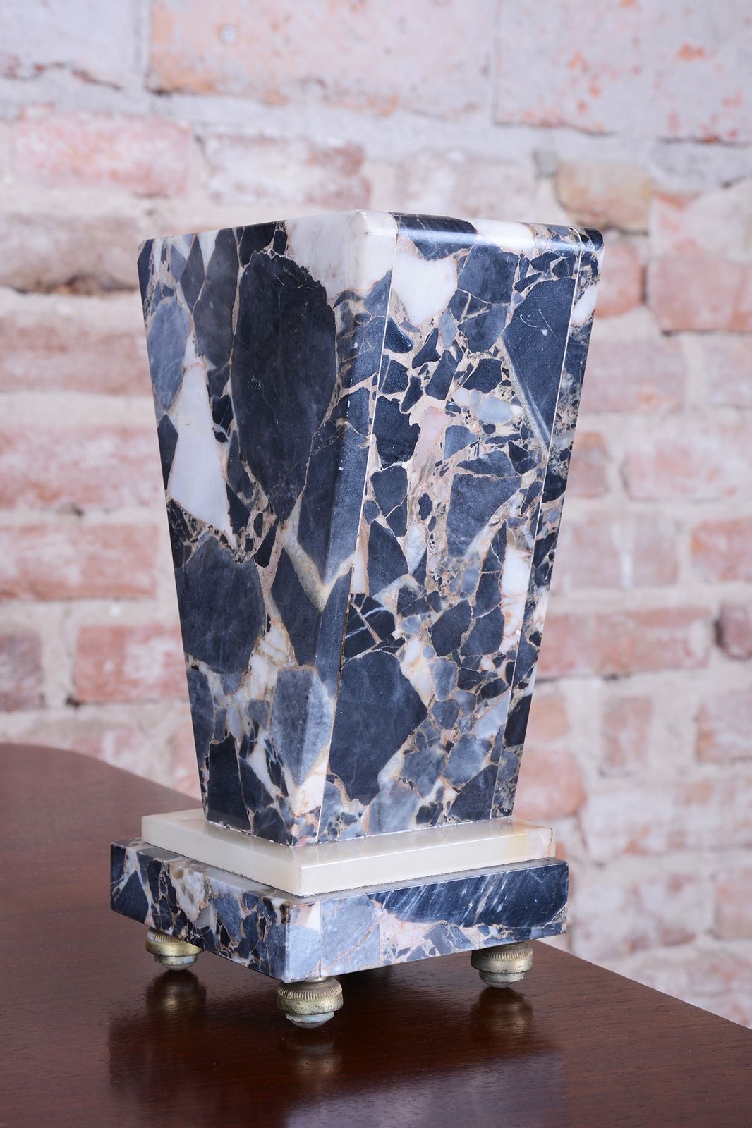 photo furniture Restored Art Deco Clock, Marble, Bronze, Glass, France. 1920s