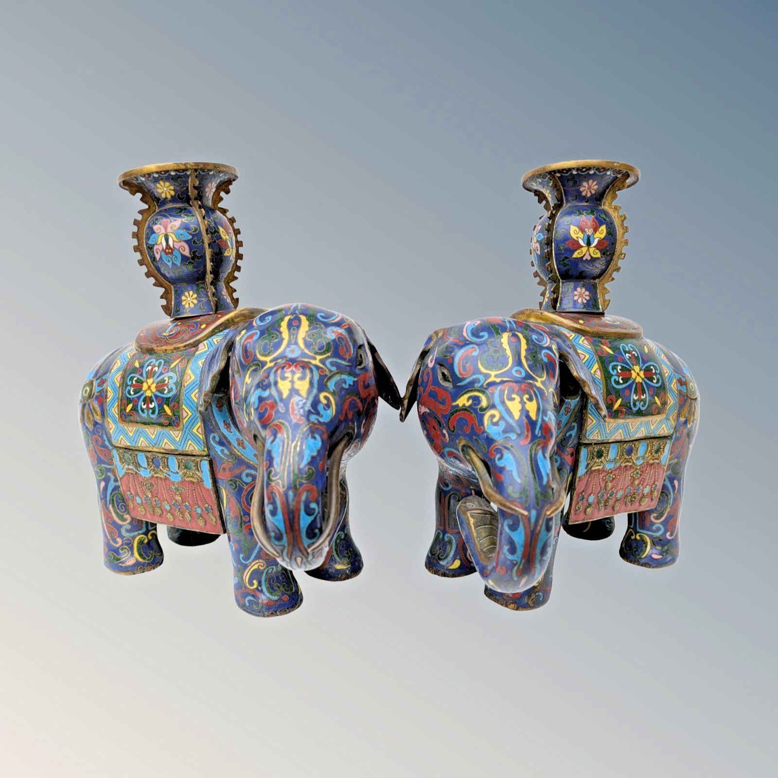 Fine Pine Of Chinese Cloisonne Elephants  Qing Period