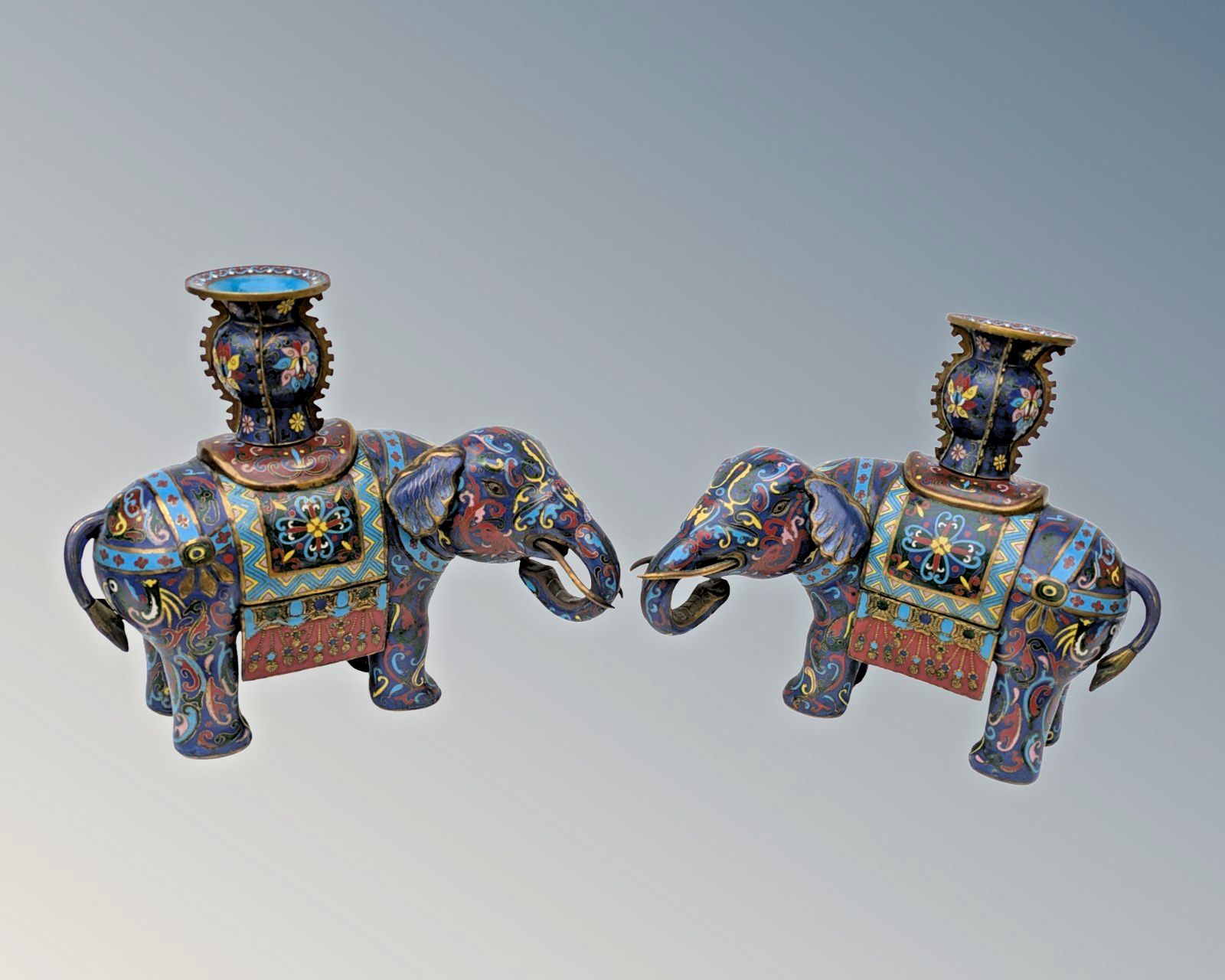 Fine Pine Of Chinese Cloisonne Elephants  Qing Period photo furniture