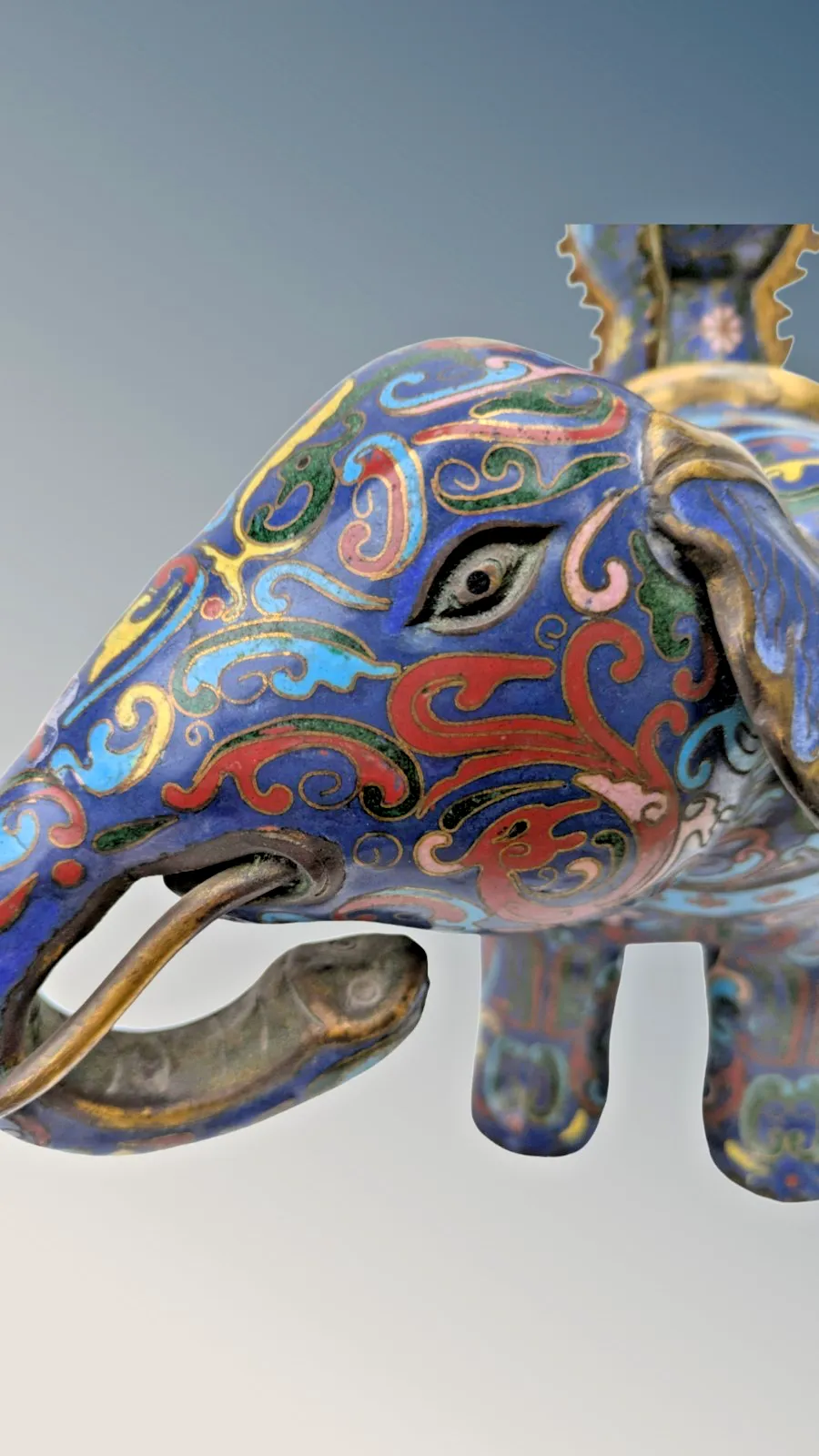 photo for sale Fine Pine Of Chinese Cloisonne Elephants  Qing Period