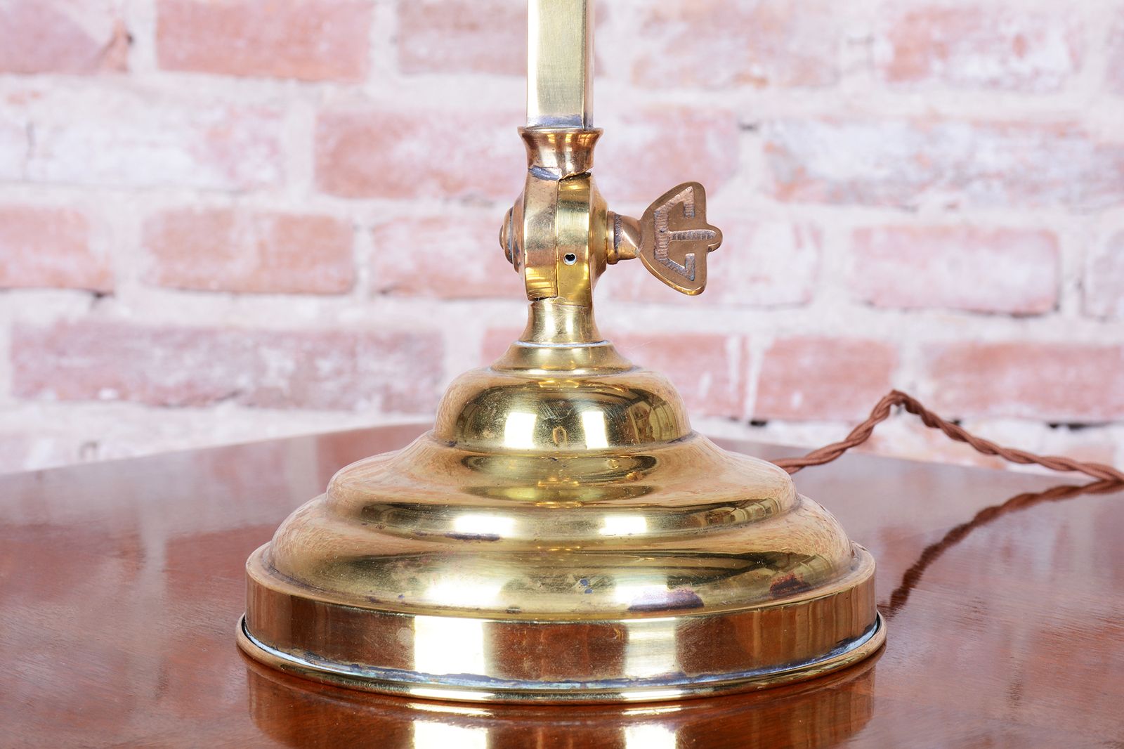 Restored Art Deco Table Lamp, By Franta Anýž, Brass, Glass, Czech, 1920s photo Lighting