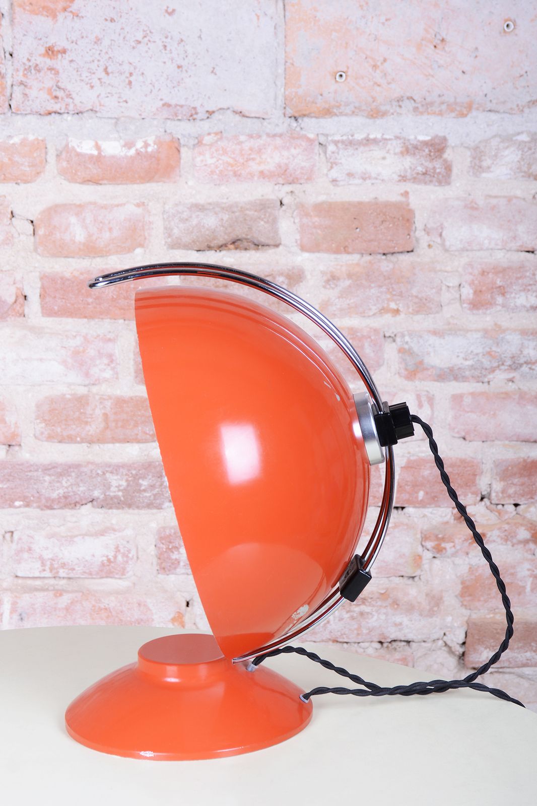 Lighting Original Mid Century Table Lamp, Chrome Plated Steel, Paint, Czech, 1970s photo
