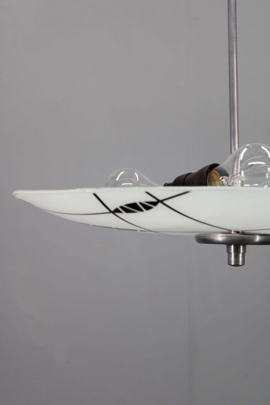 Mid Century Pendant Chandelier, Chromed Metal And Glass, Czechoslovakia 1970s photo Lighting