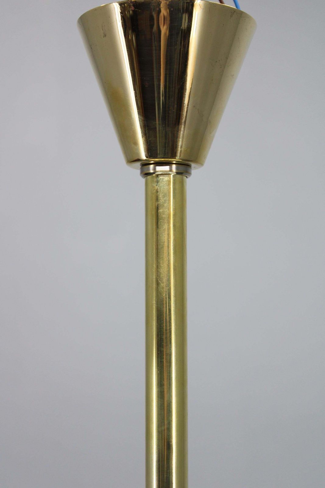 Art Deco Brass Chandelier With White Glass, Czechoslovakia 1930s photo buy