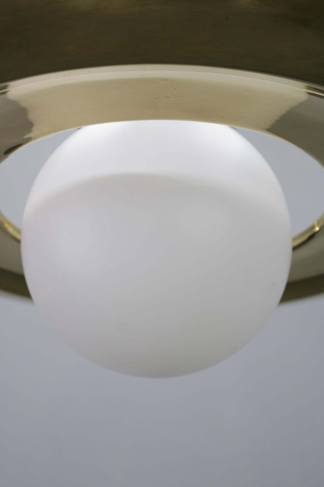 photo furniture Art Deco Brass Chandelier With White Glass, Czechoslovakia 1930s