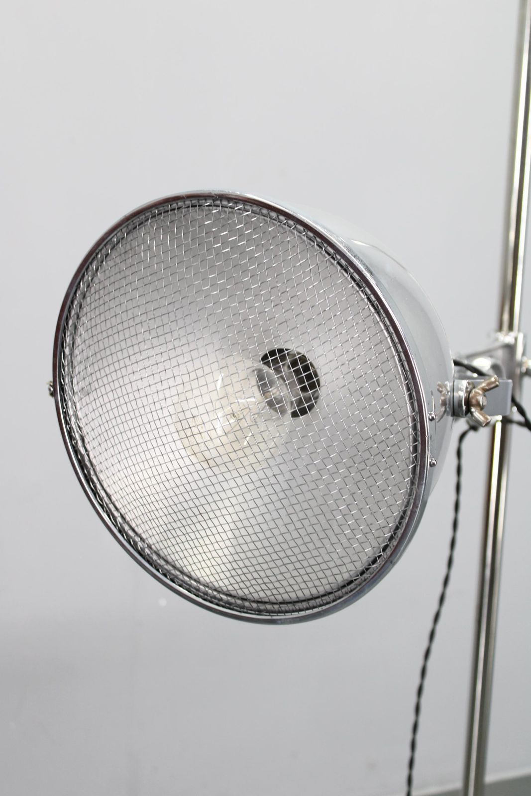 Industrial Adjustable Floor Lamp, Chromed Metal, Czechoslovakia 1950s photo 799.0