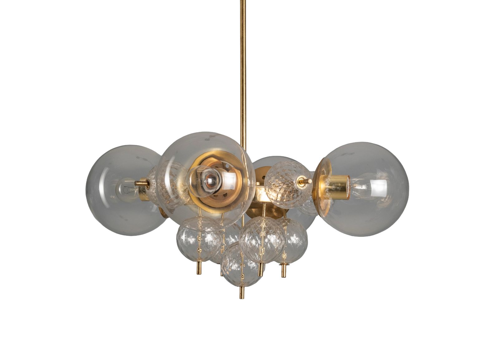 Glass And Brass Chandelier Jaroslav Bejvl 1970s Czechoslovakia