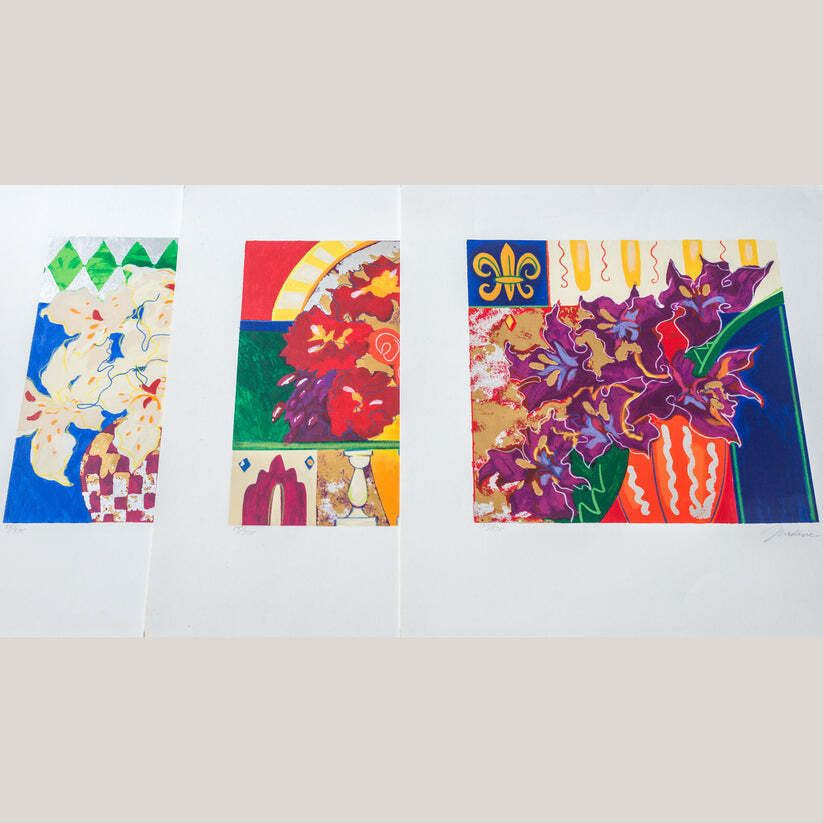 photo vinterior Floraal Stilleven Serigrafiën (Set Van Drie) Van Liz Jardine