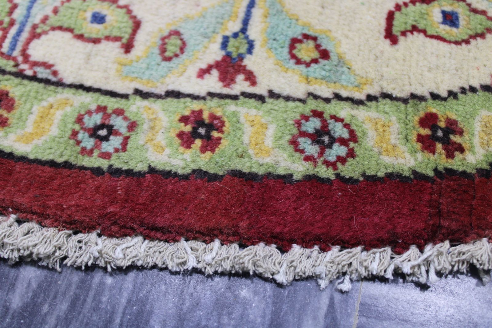 5x5 Traditional Kazak Hand Knotted Circle Round Rug photo Textiles