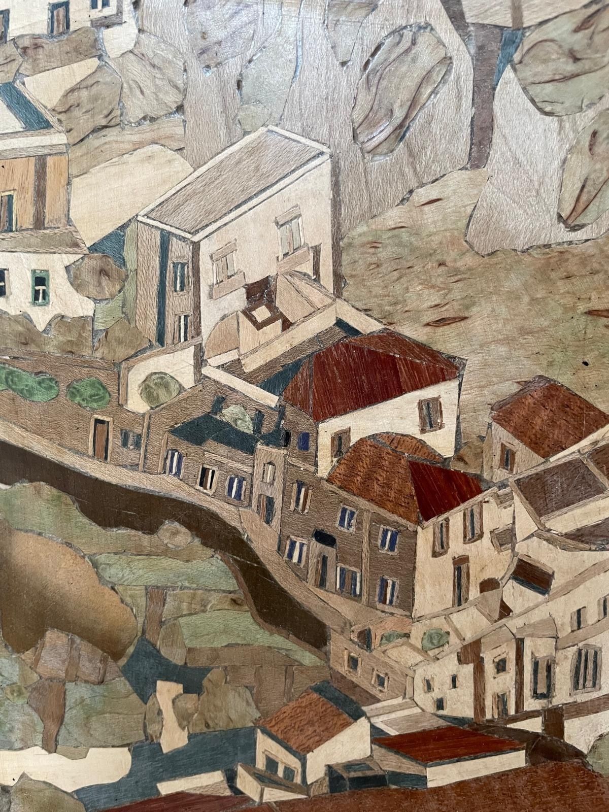 photo vintage Exquisite Marquetry Depiction Of Amalfi Italy