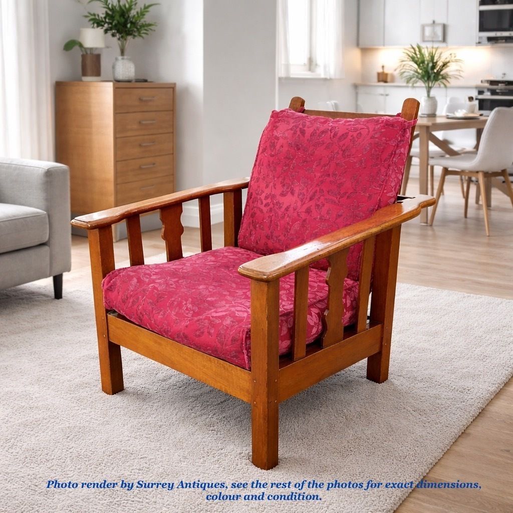 photo vintage Edwardian Teak Reclining Armchair In The Manner Of Heals Of London, Circa 1920