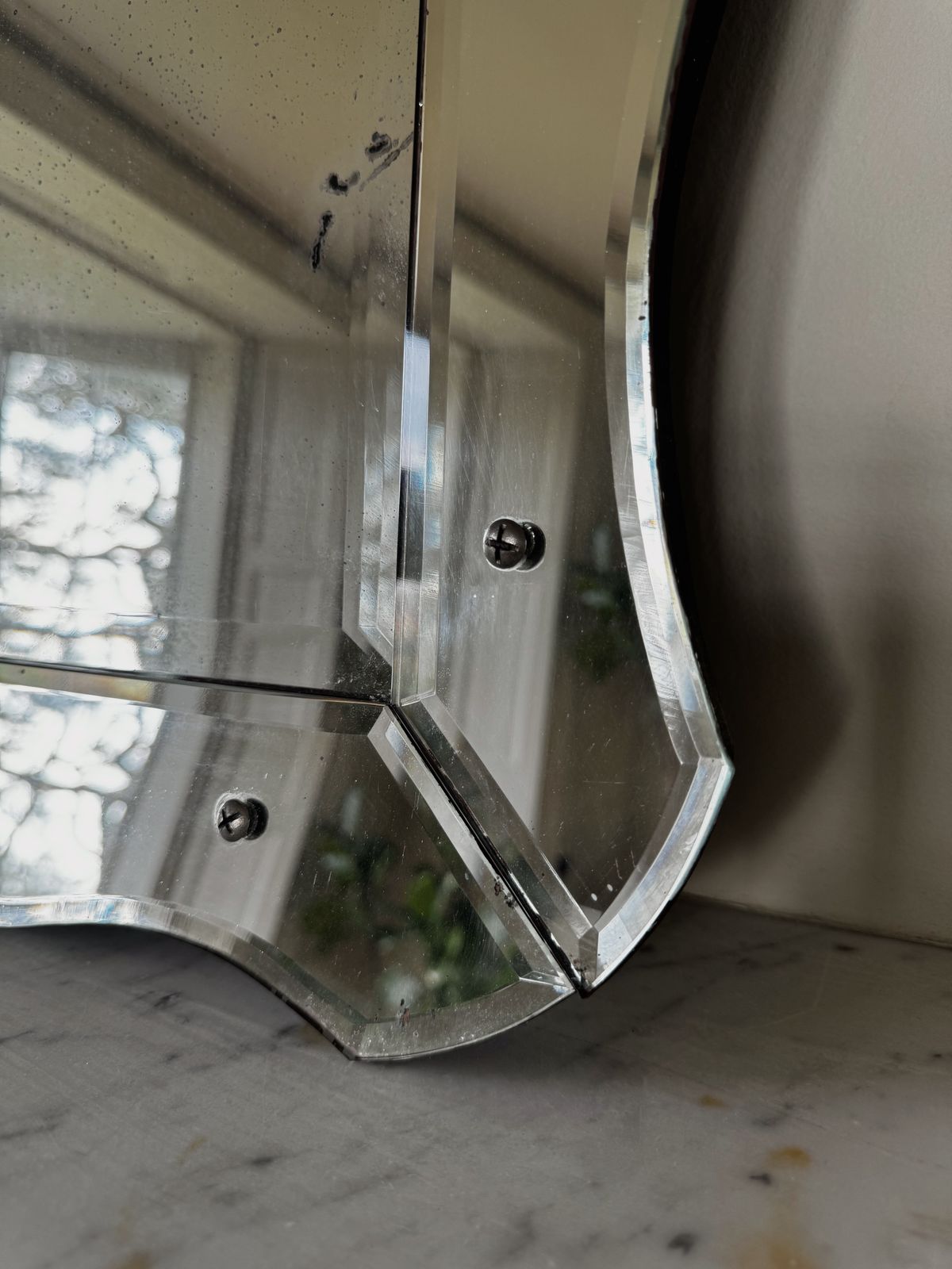 Art Deco French Venetian Mirror With Wavy Edges photo vinterior