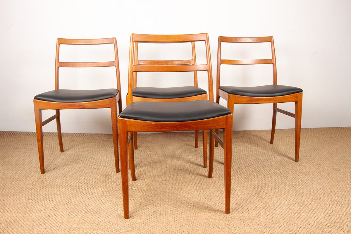 Ensemble de 4 chaises danoises en teck et cuir neuf, modèle 430, par Arne Vodder pour Sibast, 1960