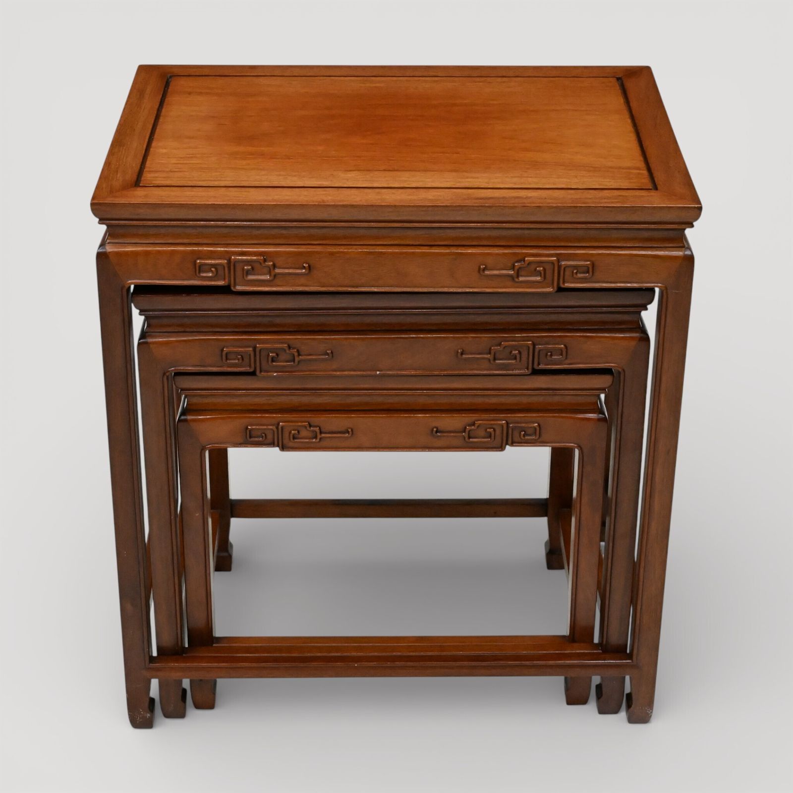 Chinese Nest Of Tables Teak/Rosewood Carvings 3 Side Tables Free Uk Delivery* photo 367.0