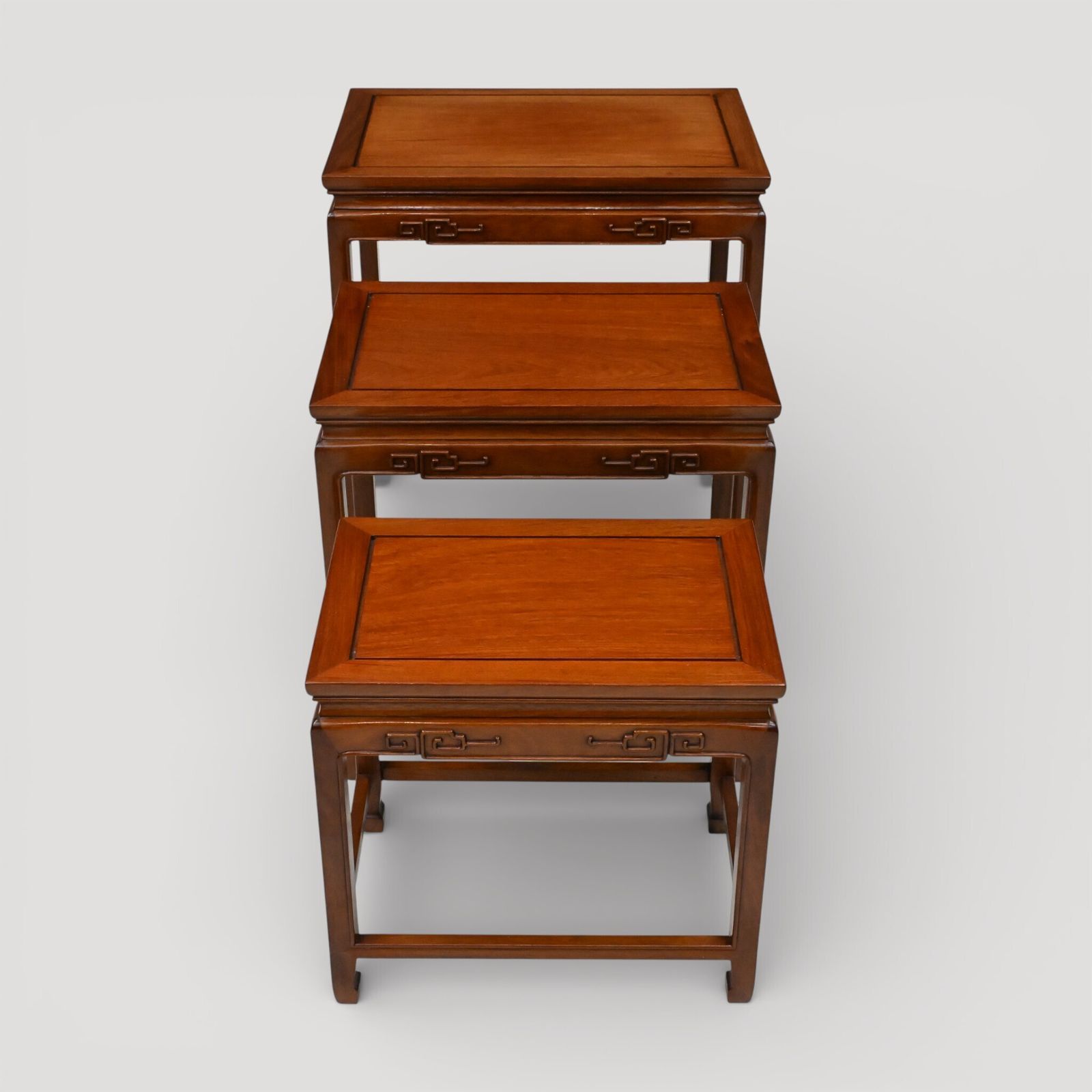 photo buy Chinese Nest Of Tables Teak/Rosewood Carvings 3 Side Tables Free Uk Delivery*