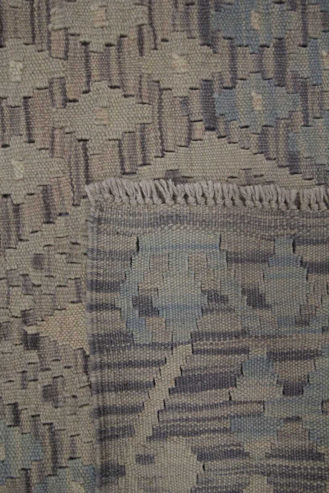 Grey Kilim Rug Traditional Carpet Kilim Scandinavian Style Brown Wool Area Rug photo 857.0