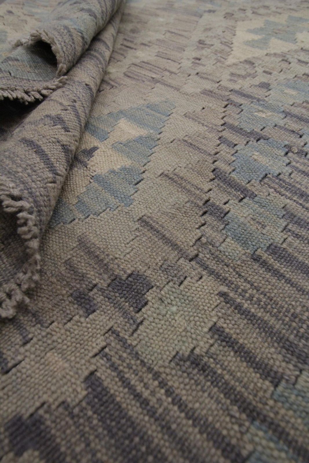 Grey Kilim Rug Traditional Carpet Kilim Scandinavian Style Brown Wool Area Rug photo buy