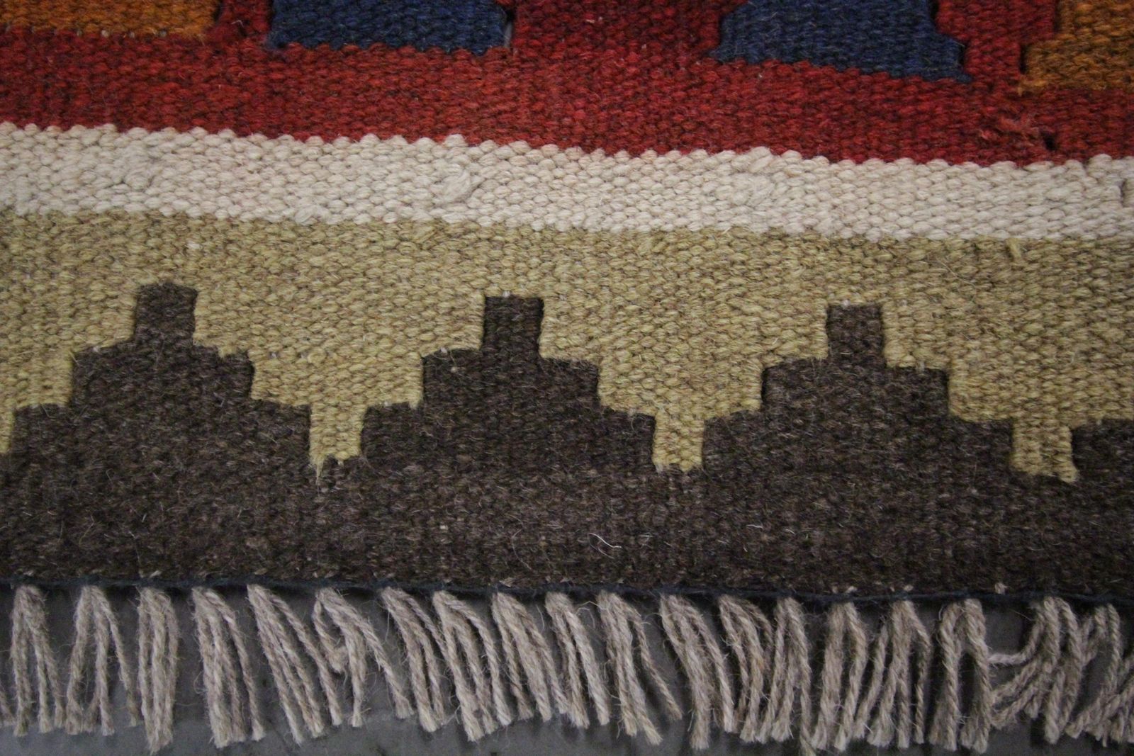Traditional Handmade Carpet Wool Kilim Rug Orange Geometric Area Rug photo for sale