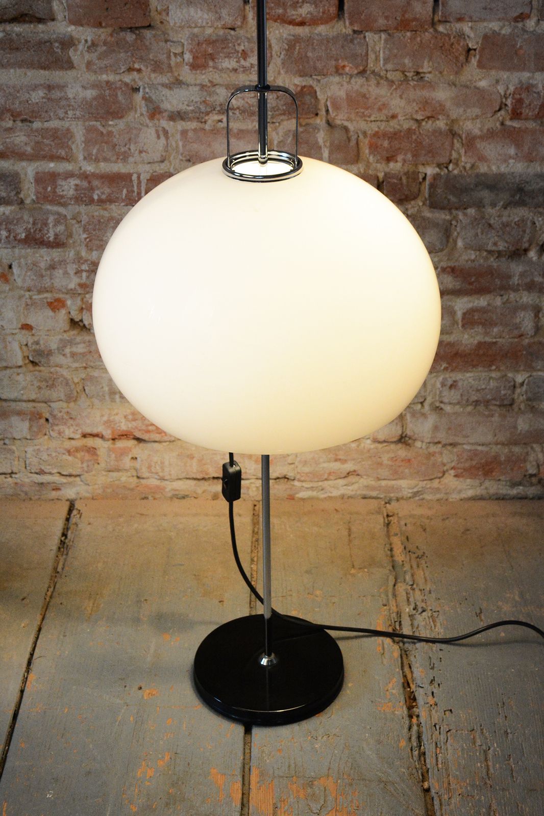 Lighting Original Mid Century Floor Lamp, By H. Guzzini For Meblo, Chrome, Italy, 1960s photo